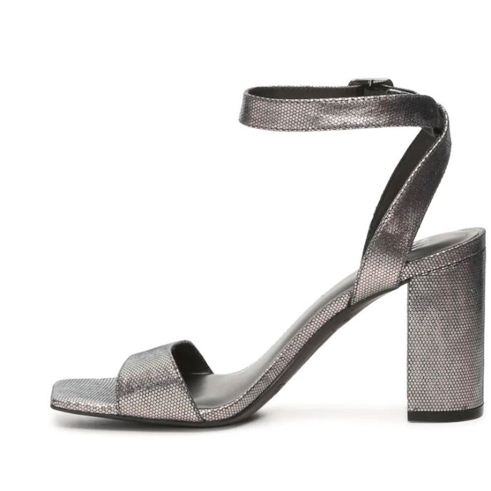 New Women’s Pewter Square Toe Block Heel Party Shiny camo metallic Size 8 - Picture 3 of 10